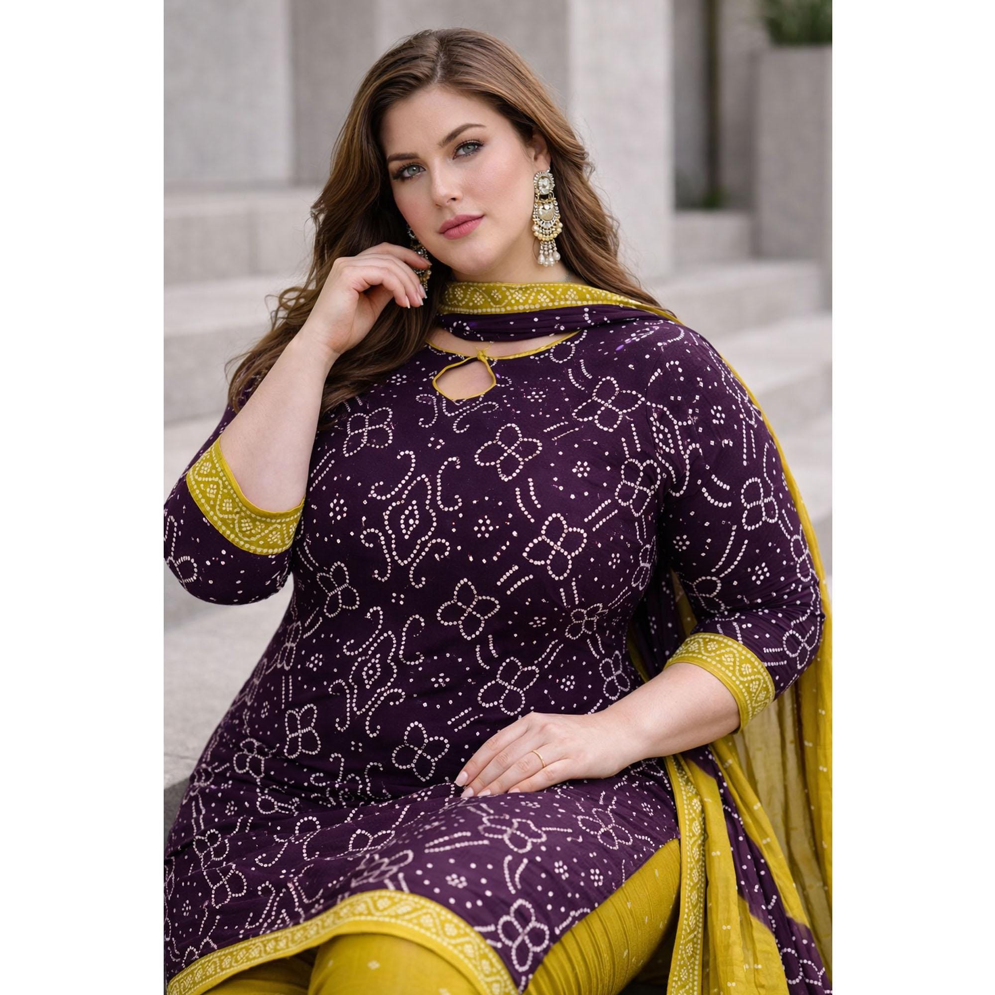 knee length dresses for ladies Purple Thread Embroidered Georgette Anarkali Kurta, Churidar And Dupat