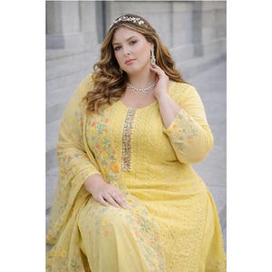 Pastel Yellow Embroidered Indian Ethnic Suit with Dupatta, Indian Traditional Salwar Kameez , Haldi Function & Festive Wear Outfit