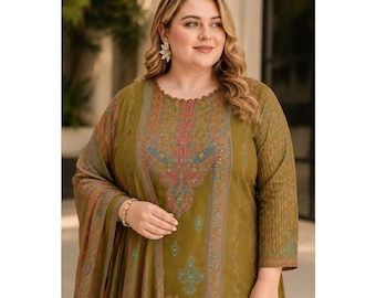 Olivgrön pakistansk salwar kameez för kvinnor, designerkurtaset med dupatta, indisk bröllopsklänning, mehndi-festlig outfit