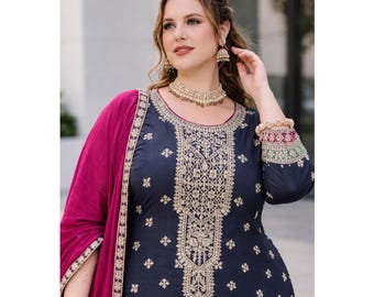 Vestido Salwar Kameez de diseñador pakistaní listo para usar, trajes Shalwar Kameez bordados con dupatta, vestidos especiales para Eid