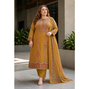Designer Style Salwar Kameez Pant Suits with Dupatta, Ready Made Stitched Suit Shalwar Women Wear, Traditional & Festive Wear Clothing Option - 1