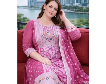 Traditional Indian Jacquard Cotton Printed Shalwar Kameez, Hand Embroidered Indian Dresses, Pakistani Outfit for Women's