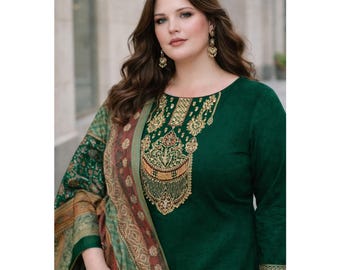 パキスタンのローンサルワールカミーズ、刺繍入り民族衣装、夏服