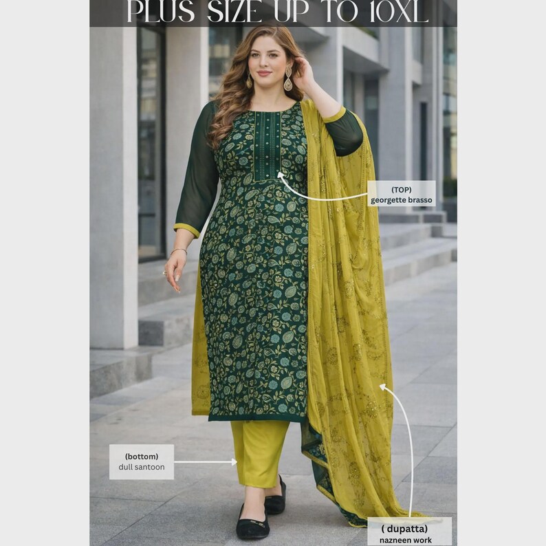 Indian Pakistani Salwar Kameez, Designer Kurti Pant with Dupatta Suit, Traditional & Festival Wear Ready Made Shalwar Kameez Dress Option - 5