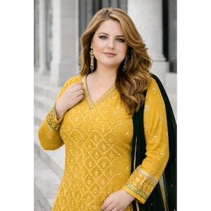 haldi dress for plus size ladies Haldi Henna Ombre Dress in Jacquard Silk