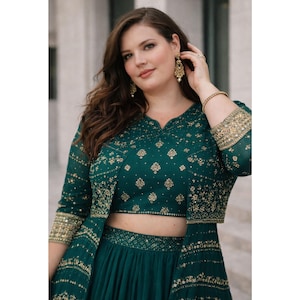 Ready Made Women Wear Indian Designer Western Wear, Teal Green Lehenga Choli Set for – Mehendi & Sangeet Lengha Dress Outfit