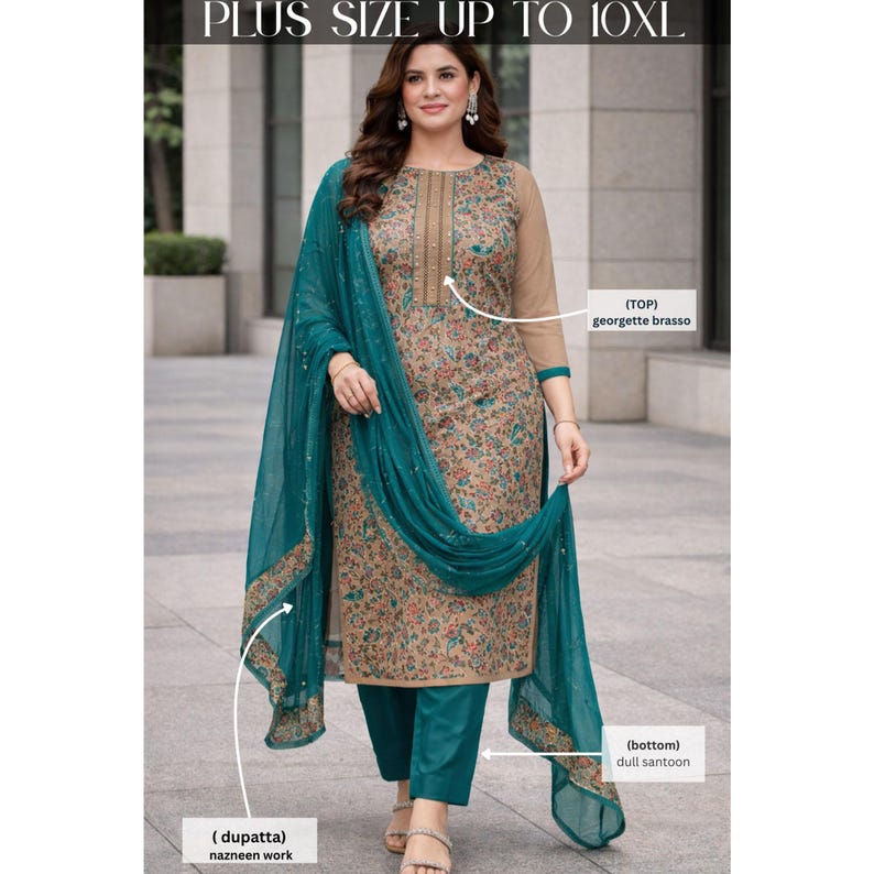 Indian Pakistani Salwar Kameez, Designer Kurti Pant with Dupatta Suit, Traditional & Festival Wear Ready Made Shalwar Kameez Dress Option - 4