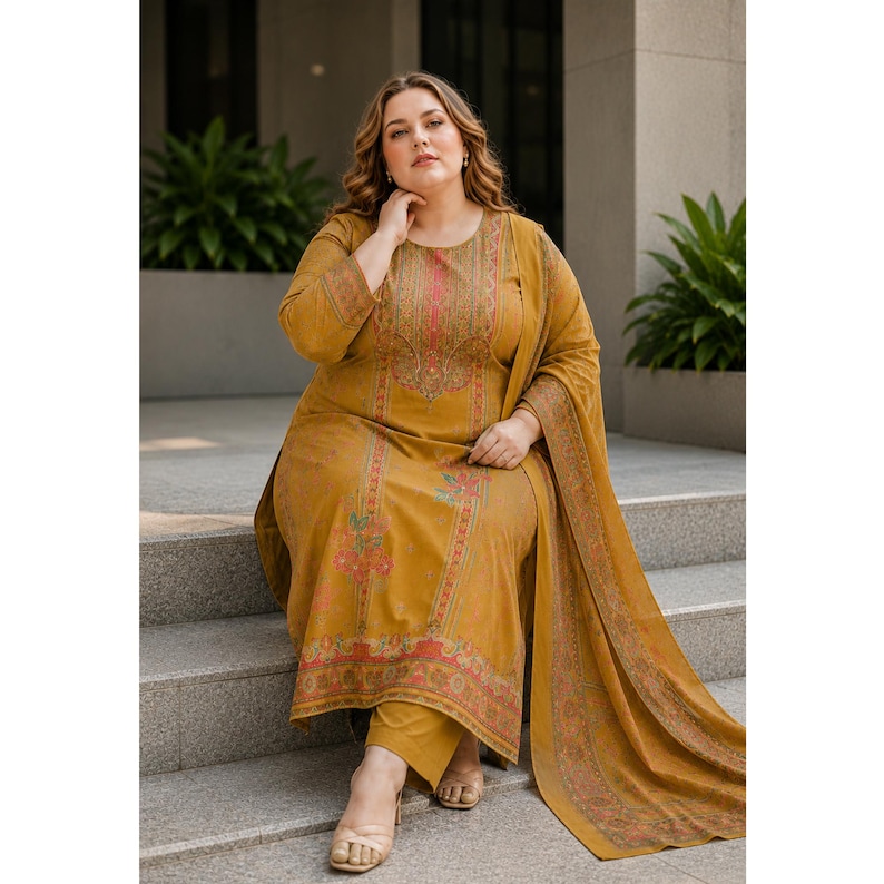 Designer Style Salwar Kameez Pant Suits with Dupatta, Ready Made Stitched Suit Shalwar Women Wear, Traditional & Festive Wear Clothing image 3