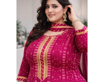 Rosa Dupatta-klänningar, senaste pakistanska klänningen för kvinnor, redo att bära Salwar Kameez med Dupatta-kostym, blommig indisk outfit för damer