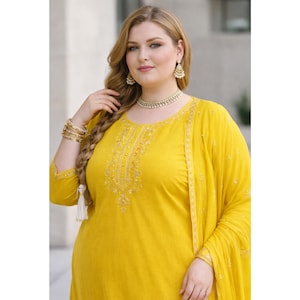Conjunto de pantalón y salwar kameez con dupatta, trajes de shalwar kameez de estilo indio y pakistaní, atuendos especiales para fiestas y bodas Haldi.