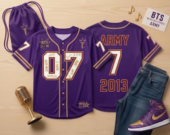 Custom BTS Signature Baseball Jersey, BTS Team Youth Shirt, Personalized Name Number, Kpop Concert 2026