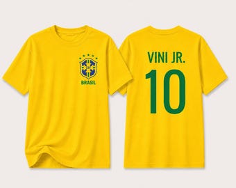 Brazil Soccer Shirt World Cup 2026 Fan Tee Yellow Cotton Football Jersey Neymar
