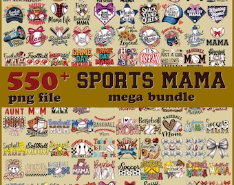Paquete de más de 550 imágenes PNG de mamás deportistas: fútbol, béisbol, baloncesto, voleibol, fútbol americano, sóftbol, descarga digital