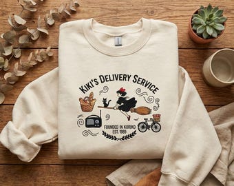 Kiki's Delivery Service Embroidered Sweatshirt, Studio Ghibli Anime Apparel