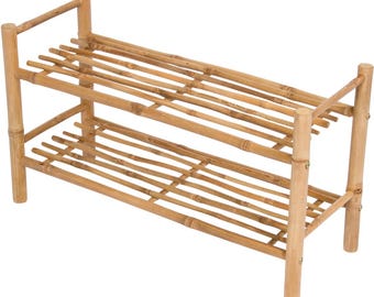 Hancrafted Bamboo 2-tier Shoerack fit 6 pairs of shoes