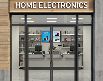 HO Scale Electronics Store Interior - Printable Model Railway Diorama Backdrop (1:87 Scale)