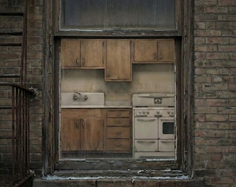 HO Scale Vintage Kitchen Diorama Backdrop – Printable 1:87 Interior (PDF Sheet)