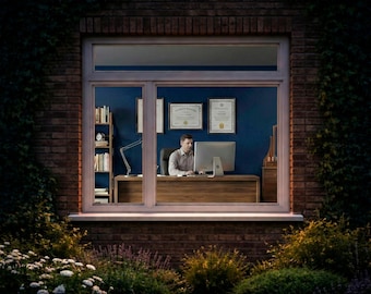 HO Scale Printable Office Diorama • Modern Interior Scene (Digital Download)
