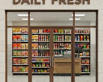 HO Scale Grocery Store Interior - Printable Supermarket Diorama Backdrop (1:87 Scale) (PDF Pattern