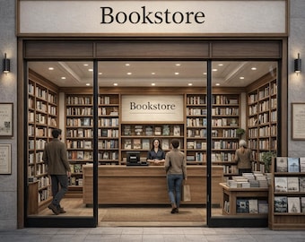 N Scale Bookstore Interior – Printable Model Railway Diorama Backdrop (1:160 Scale) (PDF Pattern)