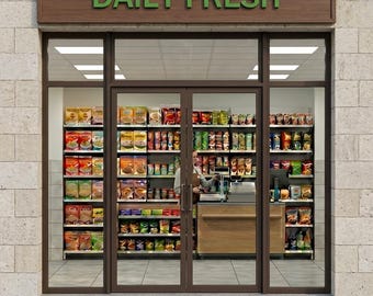 N Scale Grocery Store Interior – Printable Model Railway Backdrop (1:160 Scale) (PDF Pattern
