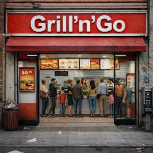 HO Scale Fast Food Restaurant Interior - Printable Model Railway Backdrop (1:87 Scale)