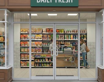 HO Scale Supermarket Checkout Diorama - Printable Model Railway Backdrop (1:87 Scale)