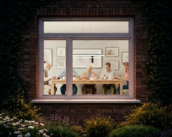 HO Familie Esszimmer Diorama • Printable 1:87 Modernes Interieur (Digitaler Download)