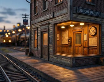 HO Scale Station Master Office Interior | Printable Model Railway Room (1:87) (Digital Download)