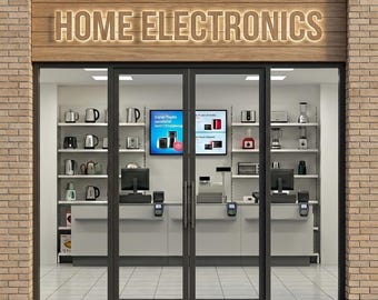 HO Scale Electronics Store Interior - Printable Model Railway Diorama Backdrop (1:87 Scale) (Digital Download)