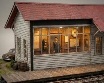 N Scale Railway Station Master Office Diorama - Printable 2D Interior (1:160)