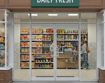 N Scale Grocery Store Interior - Printable Model Railway Backdrop (1:160 Scale, PDF Included
