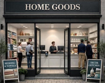 N Scale Home Goods Store Interior – Printable Diorama Backdrop (1:160)