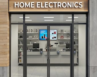 N Scale Electronics Store Interior – Printable Model Railway Backdrop (1:160 Scale) (Digital Download)