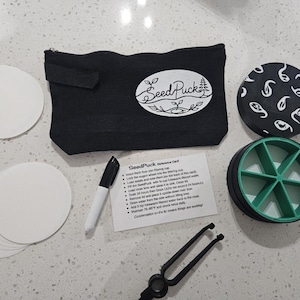 SeedPuck Deluxe Germination Kit: Reusable Seed Starter Tool, Pouch, Liners, Tweezers & Strain Card