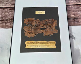 Original Witness (CUSTOMIZABLE) - Framed Replica Bible Manuscript - w/ English Translation - Unique Christian Gift