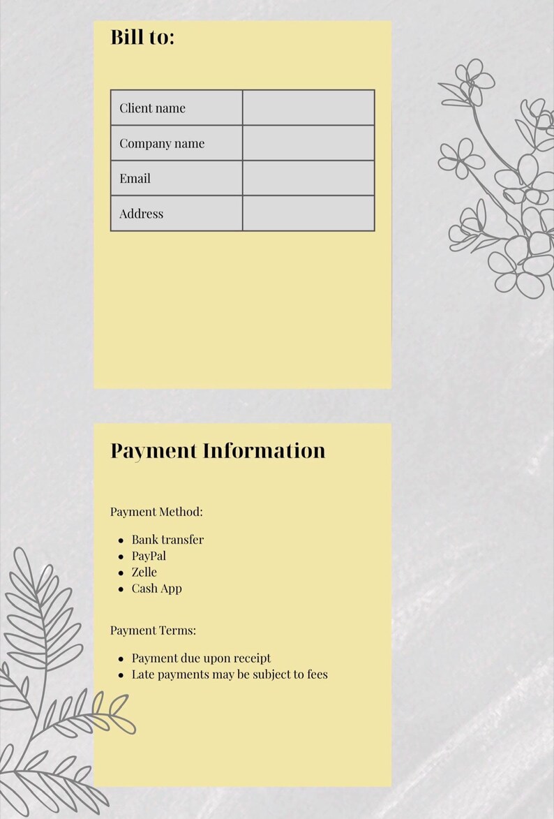 Invoice Template Canva, Editable Invoice for Small Business, Minimal