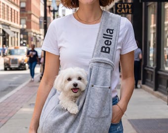 Personalized Convertible Dog Sling, Embroidered Name Pet Carrier, Premium Stylish Sling Bag for Small Dogs & Cats