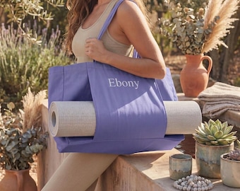 Bolsa personalizada para esterilla de yoga, bolso de lona con nombre personalizado para yoga, gimnasio, fitness y viajes, bolso de yoga con monograma, regalo para amantes del yoga, bolsa portaesterilla para entrenamientos