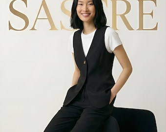 Black Tailored Vest | Minimalist Single Button Waistcoat