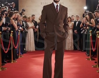 70s Style Brown Double Breasted Suit – Wide Lapel, Flared Trousers