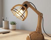 Adjustable Desk Lamp Laser Cut File SVG dxf CDR Wooden CNC Lamp Template 3D Table Light LS33