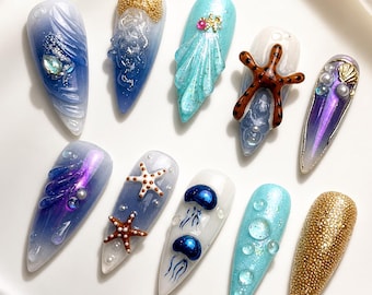 Gothic Gothic Witch Press On Nails, Y2K Alt Girl Nails, Green Purple Nails, Halloween Nails, Long Stiletto Nails, Edgy Nail Set