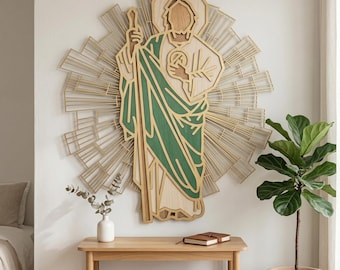 Saint Jude Laser Cut SVG Catholic Wall Art Glowforge File DXF crd SVG Religious Wood Wall Decor Laser Cut Template LS64