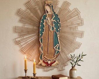 Our Lady of Guadalupe Laser Cut svg Catholic Wall Art CNC Glowforge Religious Wood Decor DXF crd SVG Mary Wall Art File LS67