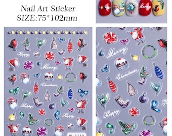 Combo 10 pieces nail art, Christmas 3D Gel Nail Art Festive Plastic Manicures Decoration 5D Stickers & Decals