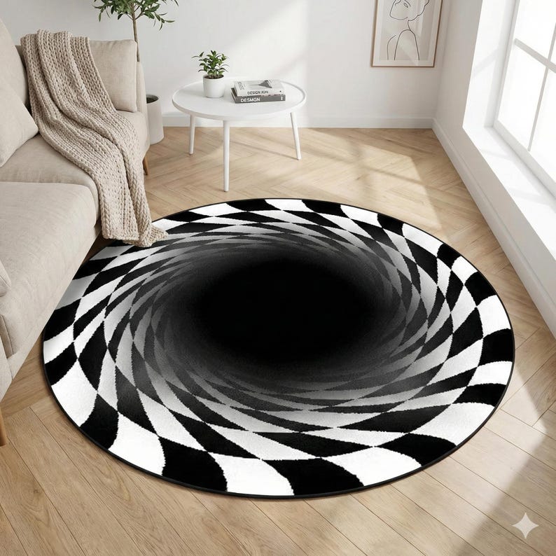 3d Pattern Rugs 3D Optical Illusion Rug | Black White Geometric Area Rug | Trippy ...