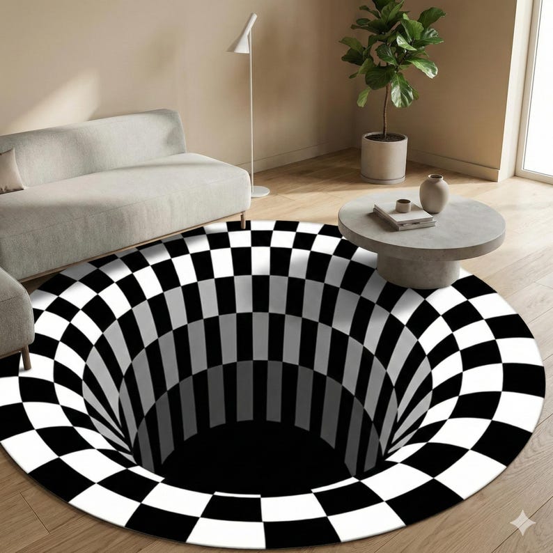 3d Pattern Rugs 3D Optical Illusion Rug | Black White Geometric Area Rug | Trippy ...