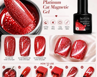 Moonlight Cat Eye Gel Polish, Glitter Magnetic Nail Gel, Shimmer Aurora UV LED Gel. Rose Pink Cat Eye Magnetic Gel Polish, Glitter Nail Gel