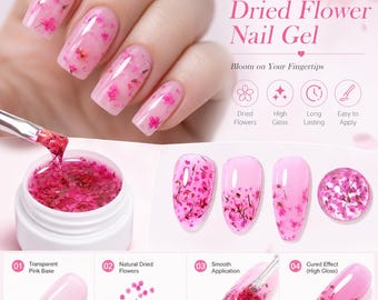 Dried Flower Nail Gel, Floral Jelly Gel Polish, Blooming Flower UV Gel for Nail Art, Nail Gel Polishes, Real Dried Flower Gel Polish